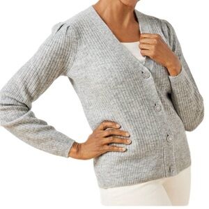 Talbots Puff Sleeve Jewel Metallic Cardigan